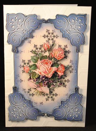 Rose and Violet Embossed Lavendar Corners Card Topper by Yvonne Middleton