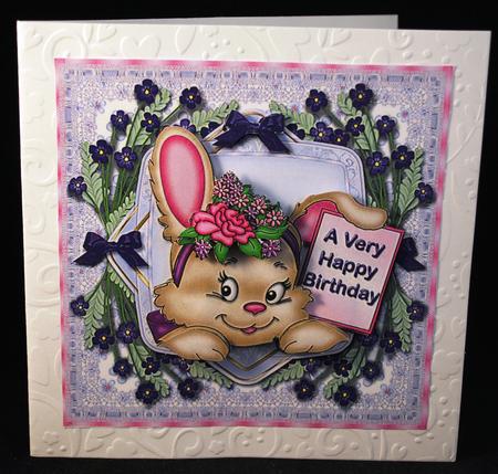 Cute Bunny with Flower Fame Card Front by Yvonne Middleton