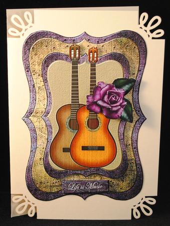 Bracked Card Music & Roses by Yvonne Middleton