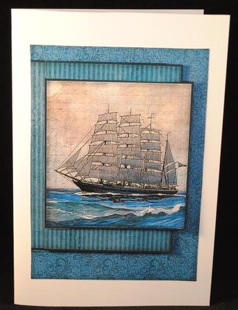 Vintage Ship Collage Card by Yvonne Middleton
