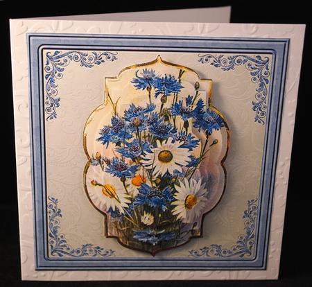 Cornflowers and Daisies Card with Shaped Stackers by Yvonne Middleton
