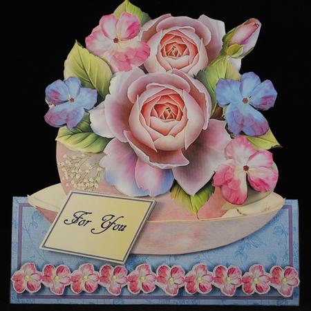 Teacups & Flowers Stand Alone Easel Kit - Pearl Rose by Yvonne Middleton