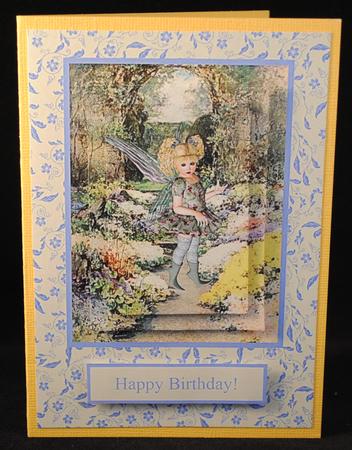 Fairy in the Garden Floral Card Front & Pyramage by Yvonne Middleton