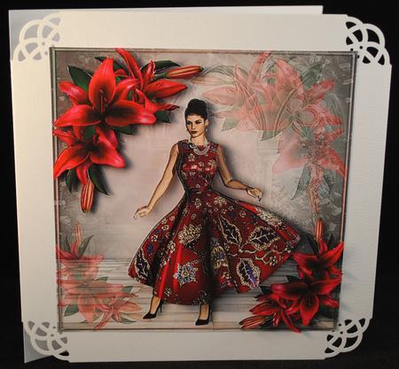 Vintage Patterned Summer Dress in Red & Blue by Yvonne Middleton