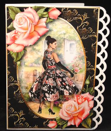 Fabulous Black Dress & Pink Roses by Yvonne Middleton