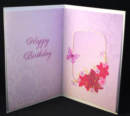 A5 Purple Happy Birthday Portrait Insert by Yvonne Middleton