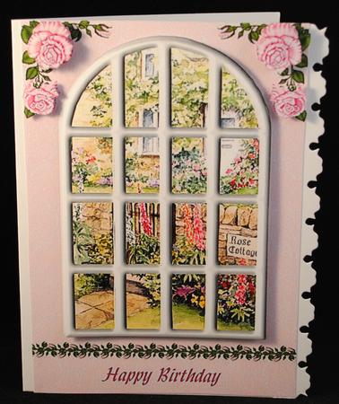 Rose Cottage Arched Window Birthday Topper & Decoupage by Yvonne Middleton