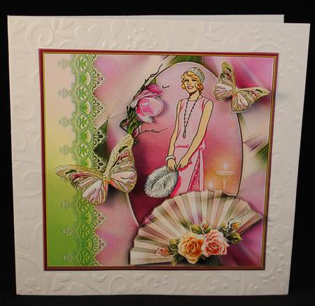 Elegant Lady with Roses and Fan by Yvonne Middleton