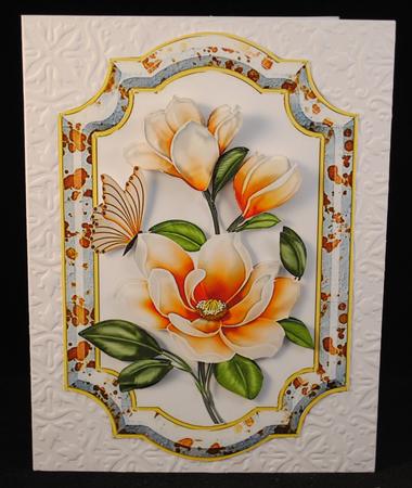 Peach Magnolias with Butterflies by Yvonne Middleton