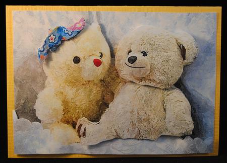 Hugging Bears Watercolour Background by Yvonne Middleton