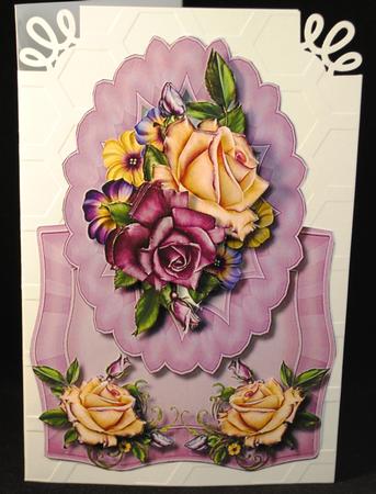 Beautiful Lilac Roses Over the Edge Card  by Yvonne Middleton