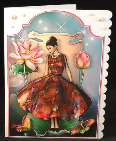 A Lotus Dream - Shaped Card Front with Step by Step by Yvonne Middleton