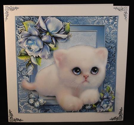 Cute White Fluffy with Blue Roses 8x8 Mini Kit by Yvonne Middleton