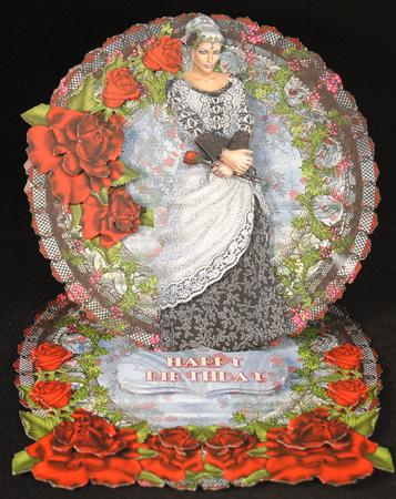 Medievil Red Rose Lady Round Easel Card Mini Kit by Yvonne Middleton