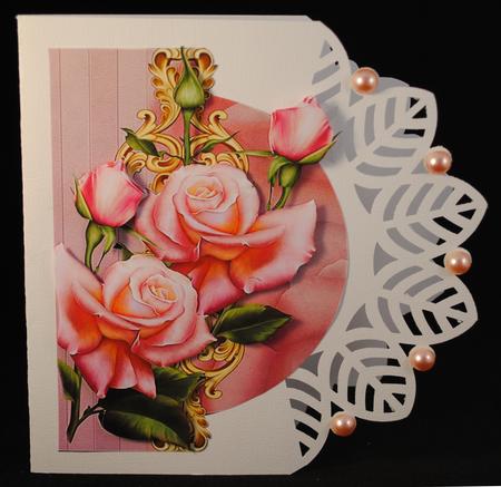 Shaped Card Edwardian Roses by Yvonne Middleton