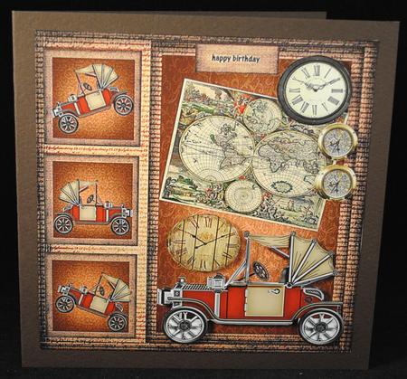 Male Card Vintage Steampunk Car by Yvonne Middleton