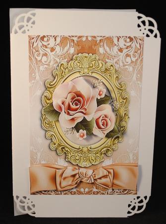 Pretty Peach Roses in Gold Ornate Frame by Yvonne Middleton