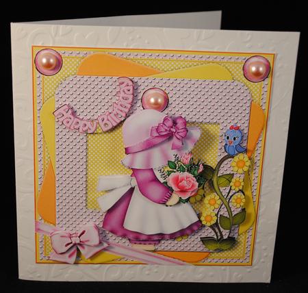 Pretty Little Garden Lady Topper Square Card by Yvonne Middleton