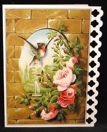 Vintage Roses & Bird Quick Card by Yvonne Middleton