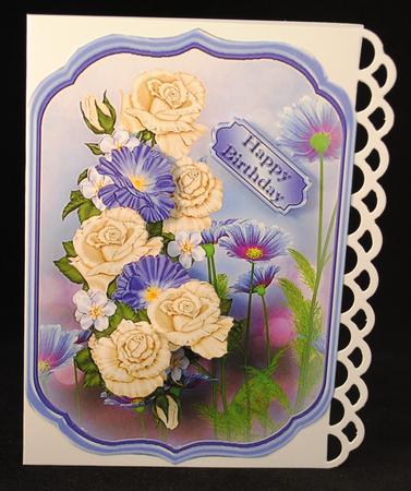 Cream and Lilac Posy Shaped Topper by Yvonne Middleton