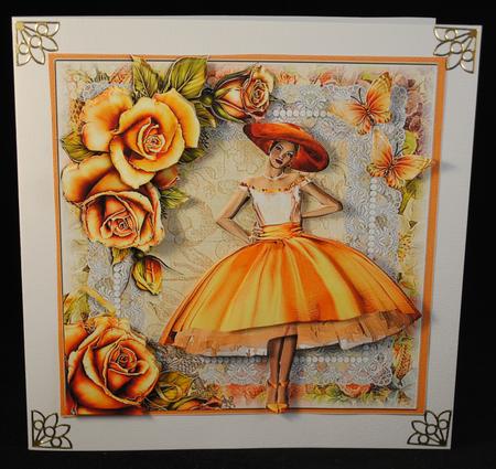 Gorgeous Orange Silk Dress Beauty Card Front Kit by Yvonne Middleton