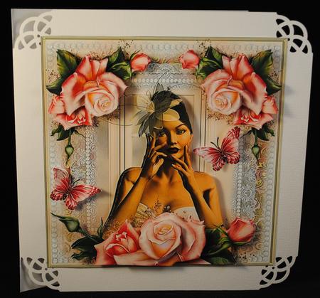 Pretty Rose and Flutters Card Front Kit by Yvonne Middleton