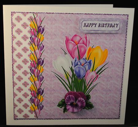 8 in Card Front Crocus & Pansy by Yvonne Middleton