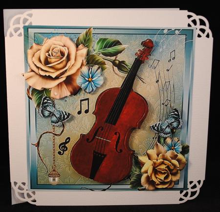 Beautiful Cream Roses with Violin 8x8 Mini Kit by Yvonne Middleton