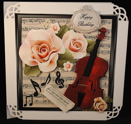 Beautiful Violin with Pink Roses 8x8 Mini Kit by Yvonne Middleton
