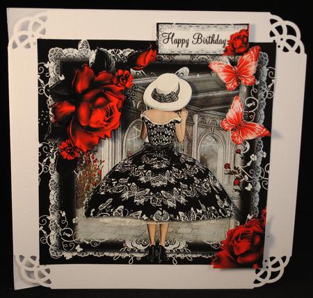 Black and White Butterfly Dress Card Front Kit by Yvonne Middleton