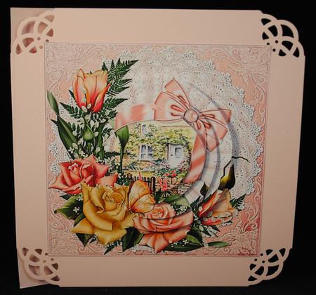 Tulips and Roses on Ruffle Mat Pyramid by Yvonne Middleton