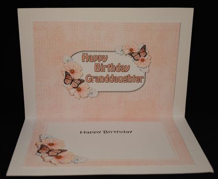 5x7 Birthday Granddaughter Flowers & Butterflies Insert by Yvonne Middleton