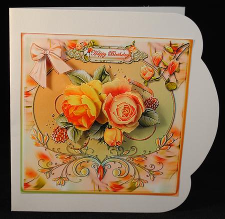 Peach English Roses Square Card Front by Yvonne Middleton