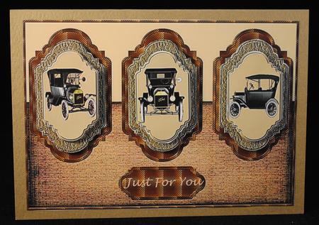 3 Panel Vintage Ford Car Male Card by Yvonne Middleton