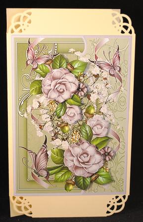 Camellias Card Front with Decoupage by Yvonne Middleton
