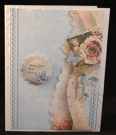 Shabby Chic Floral Twisted Edge Background 3 - Blue by Yvonne Middleton