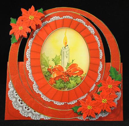 Christmas Red Candle Oval Over 3D Mini Card Kit by Yvonne Middleton