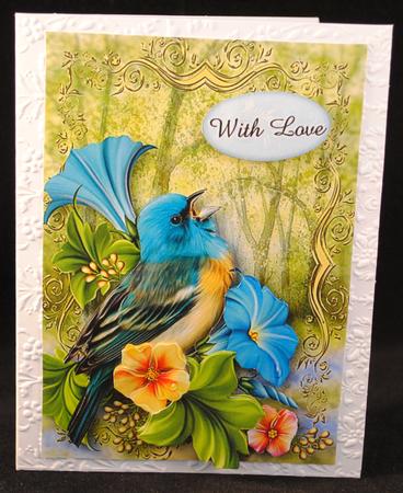 Beautiful Blue Bird with Decoupage by Yvonne Middleton