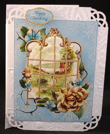 Through the Window with Champagne Roses Pyramid by Yvonne Middleton