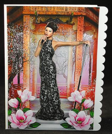 Oriental Diva Card Front and Decoupage by Yvonne Middleton