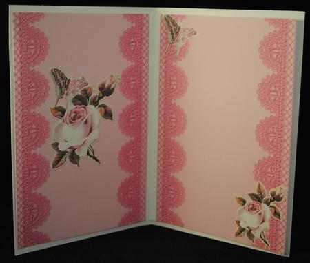 Pretty Pink Rose & Butterflies A5 Insert by Yvonne Middleton