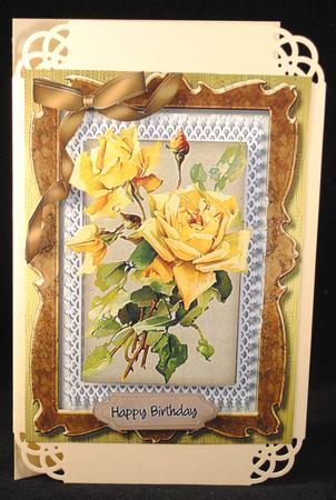 Lovely Yellow Roses in a Ornate Frame  by Yvonne Middleton