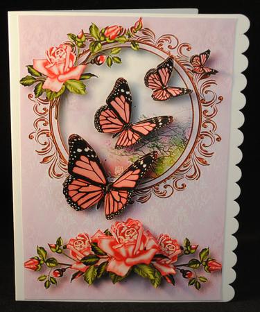 Beautiful Pink Roses & Butterflies by Yvonne Middleton