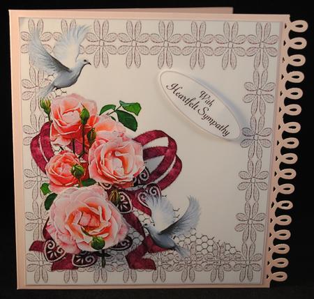 Pink Rose and Doves Sympathy Topper with Decoupage by Yvonne Middleton