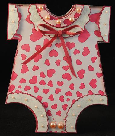 Cute Baby Girl Hearts Romper Suit Card by Yvonne Middleton