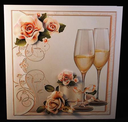 Beautiful Champagne Glass's & Roses 8x8 by Yvonne Middleton