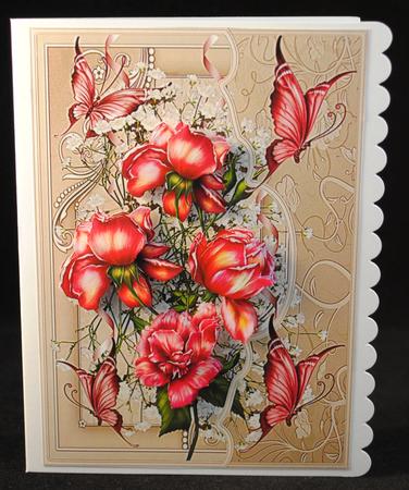 Ruby Red Rose Card with Decoupage by Yvonne Middleton