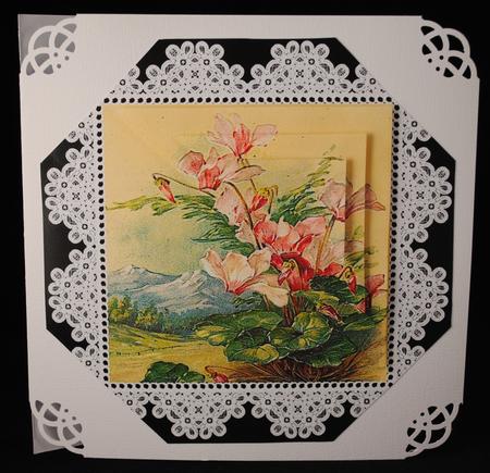 Floral Pyramid Corner 8x8 Octogon Card Topper by Yvonne Middleton
