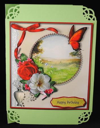 Lovely Stitched Scene with Roses  by Yvonne Middleton