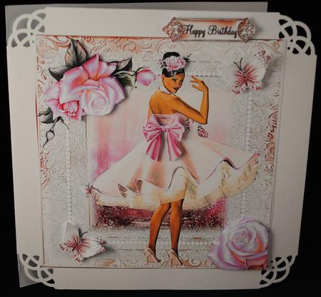Beautiful Pink Dress with Petticoats Topper by Yvonne Middleton
